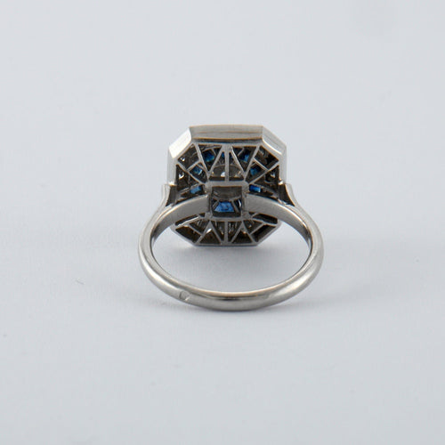 Bague 53 Bague style Art Déco Saphirs Diamants 58 Facettes
