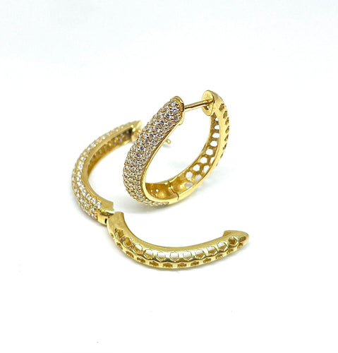 Boucles d'oreilles Créoles en or jaune, diamants synthétiques 58 Facettes