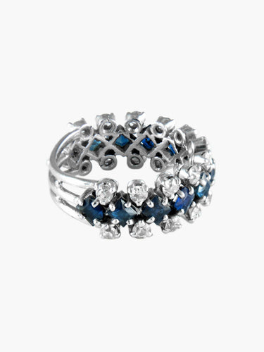 Bague Demi Alliance Or Blanc Saphirs Diamants 58 Facettes