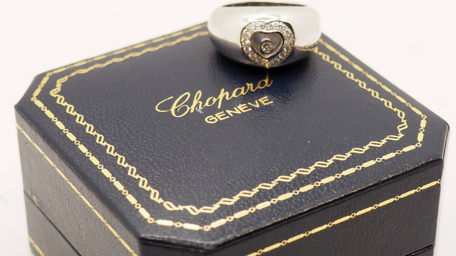 Bague Bague en or blanc Chopard Happy Diamonds 58 Facettes