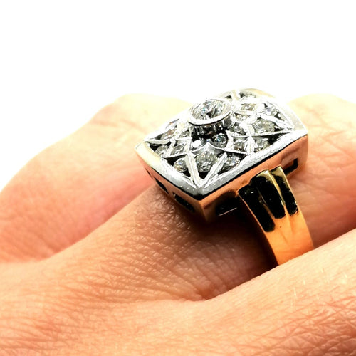 Bague Bague or blanc, or jaune et diamants 58 Facettes 3708