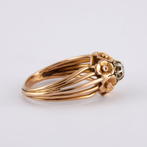 Bague 60 Bague motifs floraux et Diamant 58 Facettes JB21