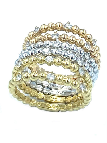 Bague Série de 6 bagues 3 ors et diamants 58 Facettes