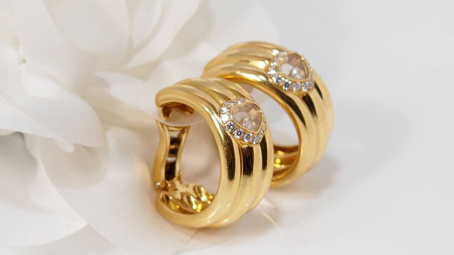 Boucles d'oreilles Boucles d'oreilles Chopard Happy Diamonds or jaune diamants 58 Facettes