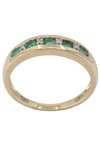 Bague DEMI-ALLIANCE ÉMERAUDES ET DIAMANTS 58 Facettes 066161