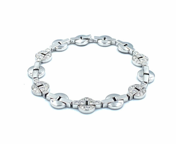 Bracelet Cartier. Collection Himalia, bracelet or blanc 18K et diamants 58 Facettes