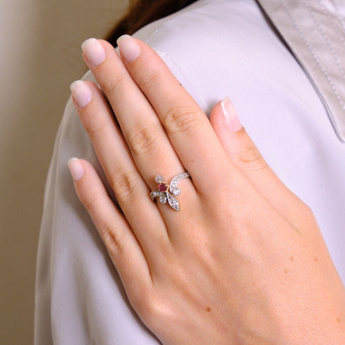 Bague 50 Bague Fleur de lys Rubis Diamants 58 Facettes EL2-05