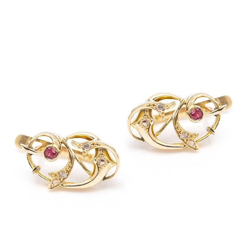 Boucles d'oreilles Boucles d'oreilles rubis or jaune diamants 58 Facettes D359873JC
