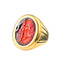 Bague Bague Chevalière Cornaline Rouge Gravée Or jaune 58 Facettes 20400000643