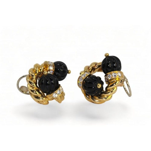 Boucles d'oreilles CHAUMET - Boucles d'oreilles Or Onyx Diamants 58 Facettes