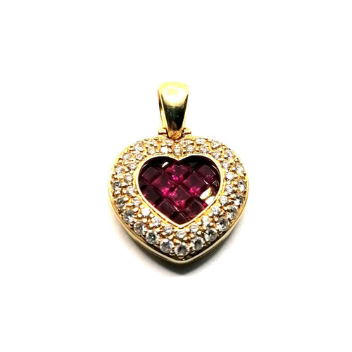 Pendentif PENDENTIF COEUR RUBIS DIAMANTS 58 Facettes 3334