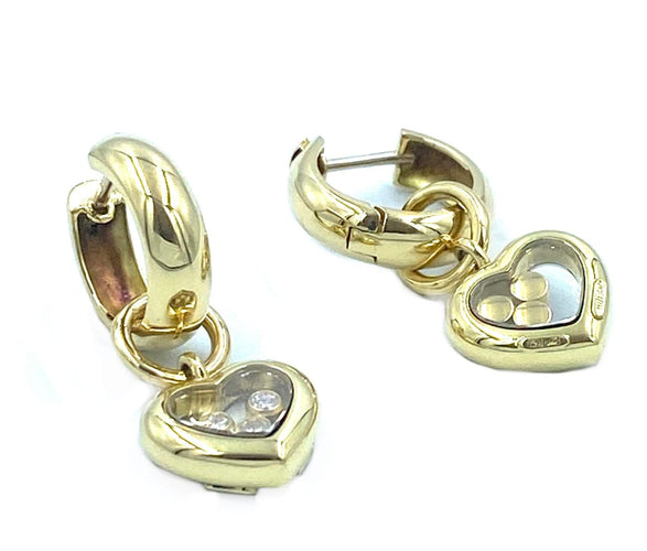 Boucles d'oreilles CHOPARD. Créoles Happy Diamonds or jaune et diamants 58 Facettes
