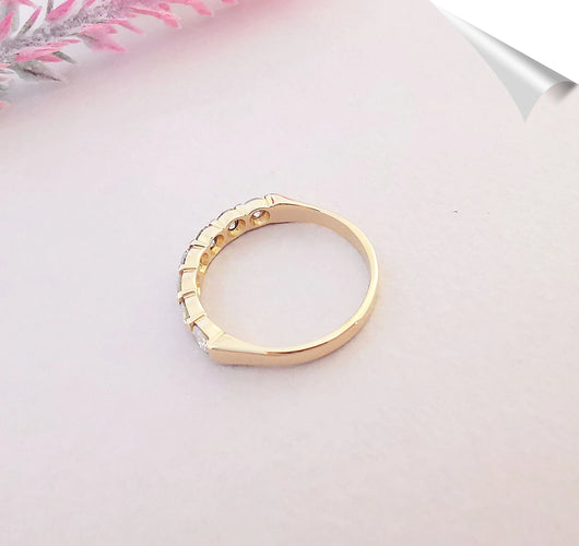 Bague Bague Demi Alliance Diamants Or Jaune 58 Facettes AB 1084