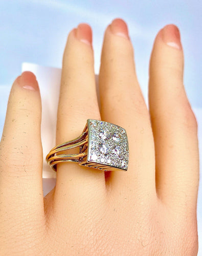 Bague 51 Bague 2 Ors pavée de Diamants 58 Facettes AB225