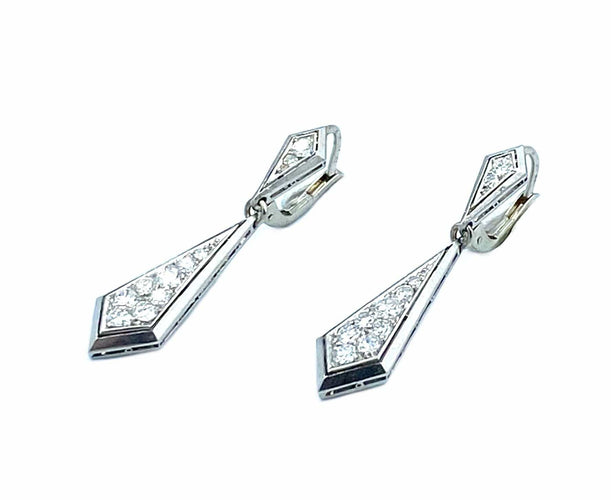 Boucles d'oreilles Boucles d’oreilles Art Déco platine et diamants 58 Facettes