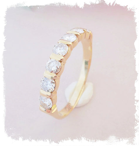 Bague Bague Demi Alliance Diamants Or Jaune 58 Facettes AB 1084