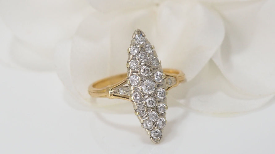 Bague 56 Bague marquise en Or bicolore et Diamants 58 Facettes 30627