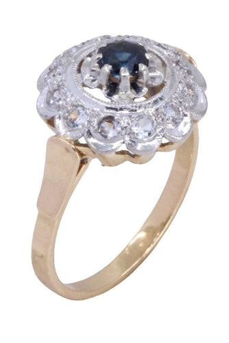 Bague 53 BAGUE MARGUERITE SAPHIR ET DIAMANTS 58 Facettes 073041