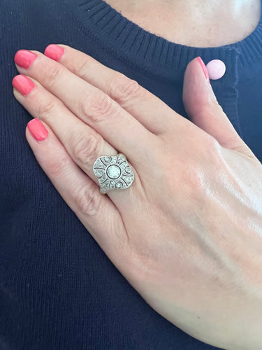 Bague Bague Art Déco Diamants Platine Or Jaune 18 Carats 58 Facettes BD187