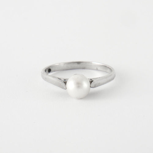 Bague 56.5 Bague Or blanc Perle de culture 58 Facettes