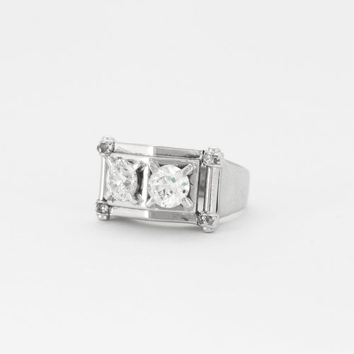 Bague 49.5 Bague Art Déco Platine Or gris Diamants 58 Facettes