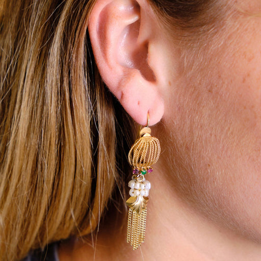 Boucles d'oreilles Boucles d'oreilles Perles et pierres de couleur 58 Facettes