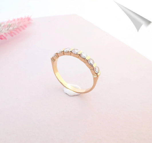 Bague Bague Demi Alliance Diamants Or Jaune 58 Facettes AB 1084