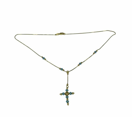 Pendentif Pendentif croix topaze sur chaîne en or jaune 58 Facettes