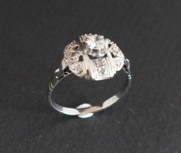 Bague 56 Bague Art Déco Diamants 58 Facettes