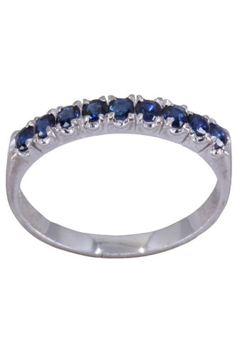 Bague 50 Demi alliance Or blanc Spinelles bleues 58 Facettes 082011