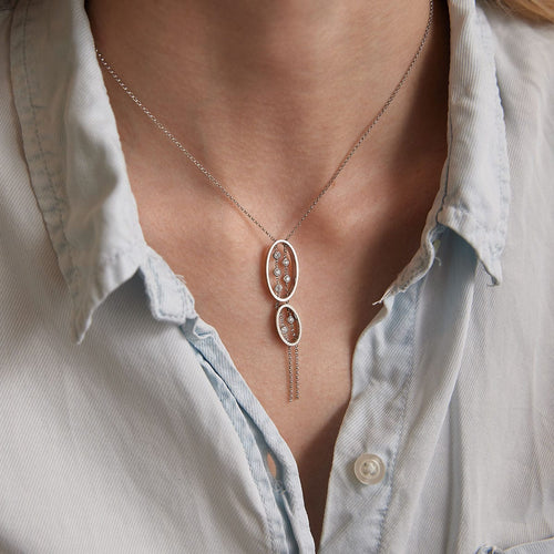 Collier Collier Pendentif 2 ovales 58 Facettes