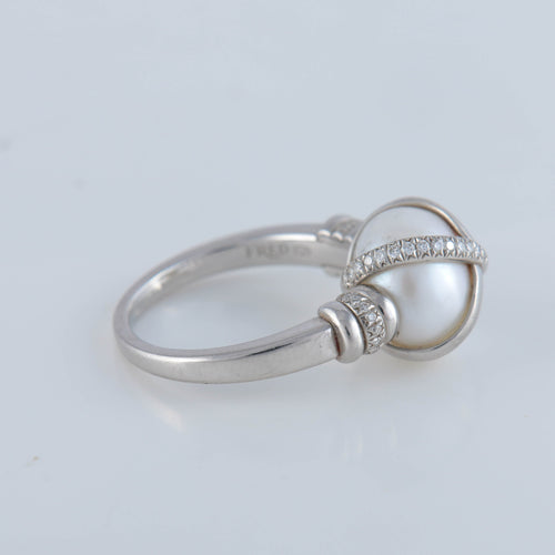 Bague 54 FRED - Bague "Baie des Anges" Perle Diamants 58 Facettes