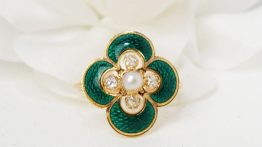 Bague 62 Bague ancienne perle et diamants 58 Facettes 32359