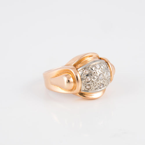 Bague 51 Bague Tank or jaune & platine 58 Facettes