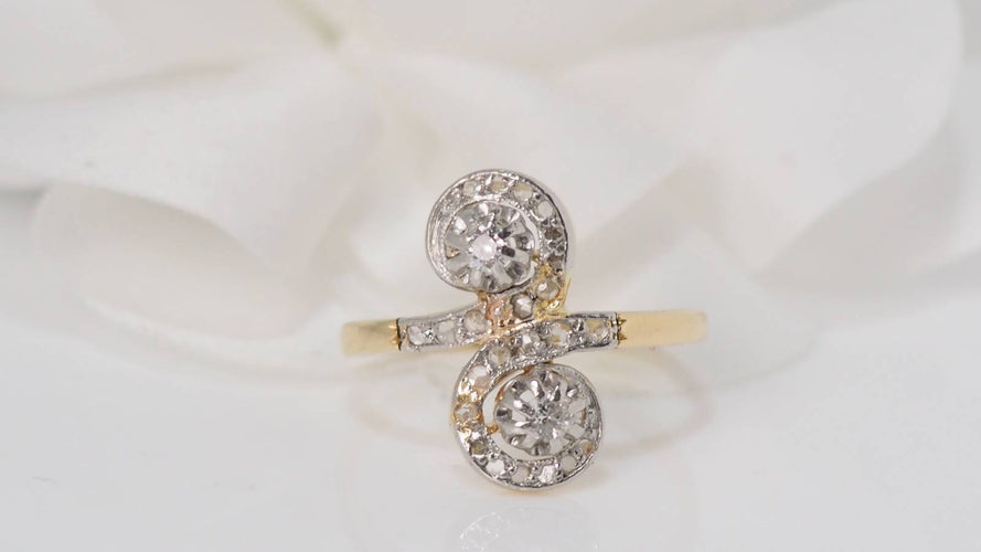 Bague 54.5 Bague Toi et moi en or bicolore et diamants 58 Facettes 31140