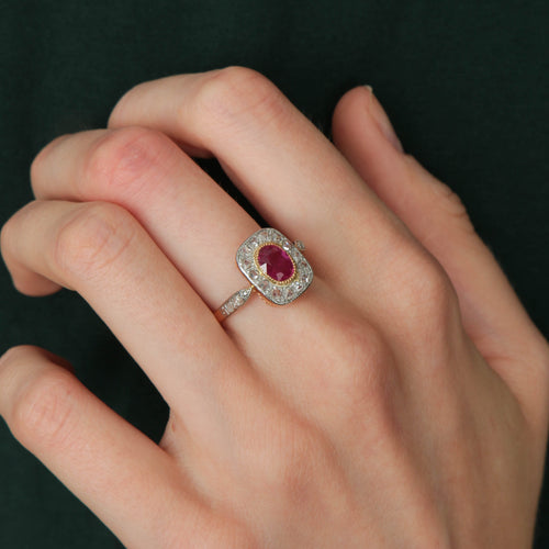 Bague 59.5 Bague Marguerite diamants et rubis 58 Facettes P5L3