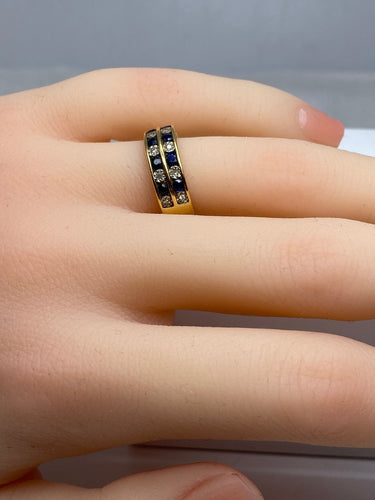 Bague 50 Bague en Or jaune, saphirs & diamants 58 Facettes