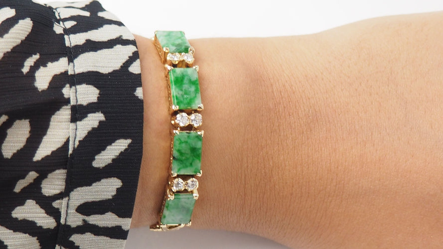 Bracelet Bracelet Vintage Or Jaune Diamants Jade 58 Facettes 31739