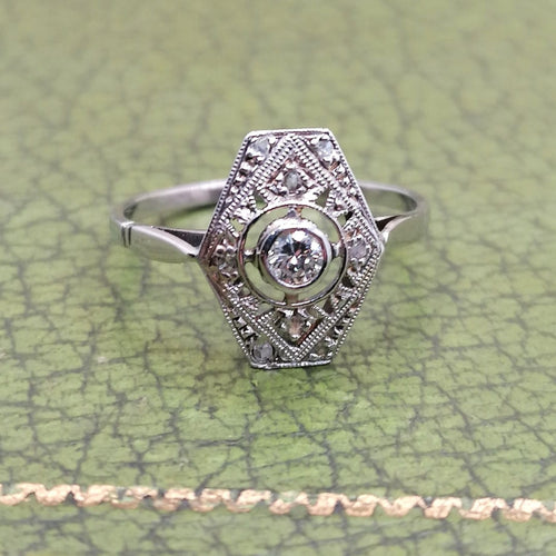 Bague 53 Bague Art Déco platine or blanc diamants 58 Facettes 2334