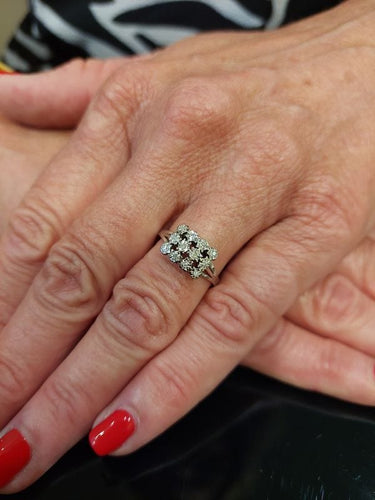 Bague 56 BAGUE DIAMANTS ANNÉES 50' 58 Facettes 070391