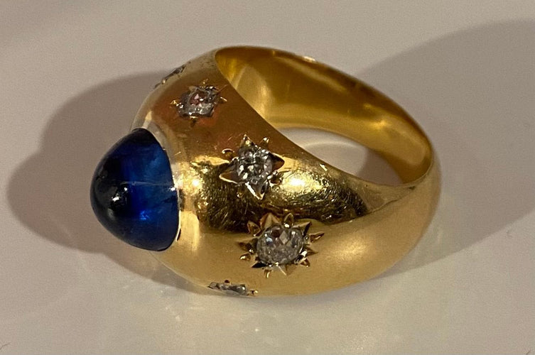 Bague 53 Bague en Or jaune & saphir cabochon 58 Facettes