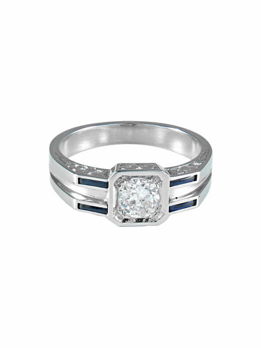 Bague 52 Bague Solitaire Diamant Saphirs 58 Facettes