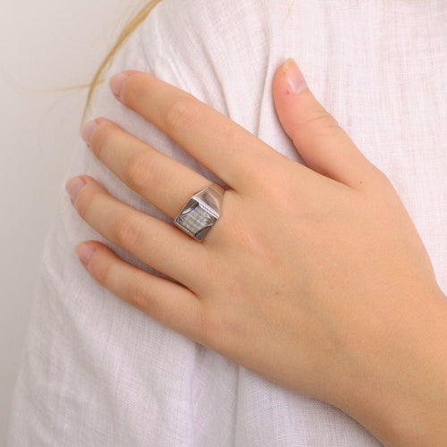 Bague 65 Bague Chevalière or blanc 58 Facettes