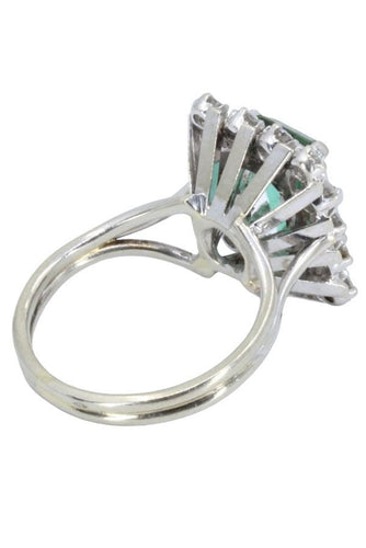 Bague 48 BAGUE ANCIENNE QUARTZ VERT ET DIAMANTS 58 Facettes 057151