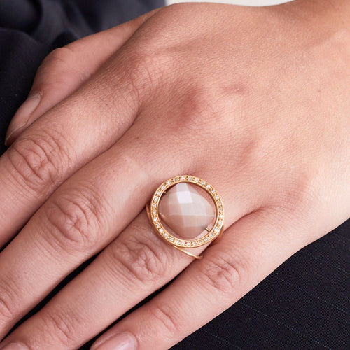 Bague 52 Bague Paola Zovar Pierre de Lune diamants 58 Facettes