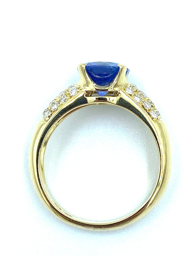 Bague Bague or jaune saphir et diamants 58 Facettes