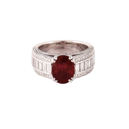 Bague 53 Bague Or Gris Rubis & Diamants 58 Facettes