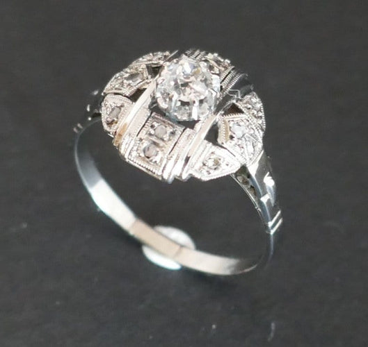 Bague 56 Bague Art Déco Diamants 58 Facettes
