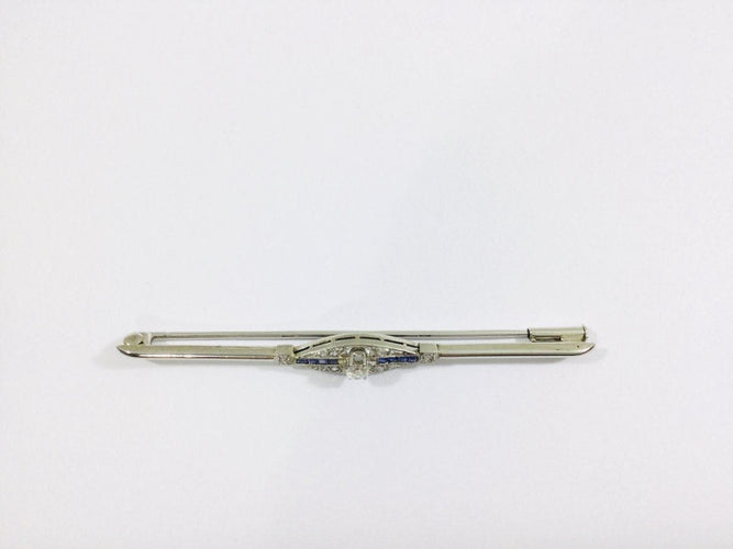 Broche Broche Art Déco Or Blanc Diamants Saphirs 58 Facettes