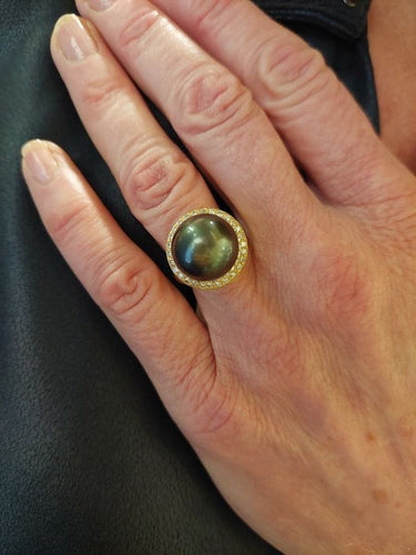 Bague 53 BAGUE PERLE DE TAHITI DIAMANTS 58 Facettes 075661